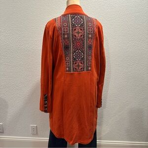 Soft Surroundings Lagenlook Duster Cardigan Jacket Coat Kaleidoscope Back Design